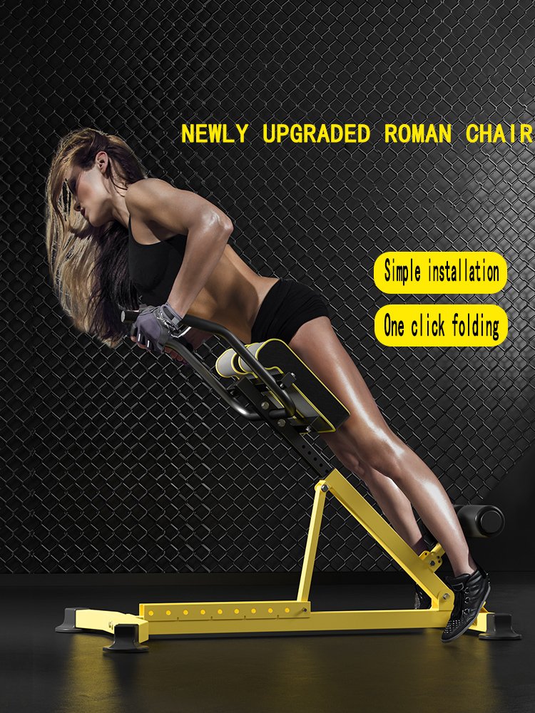 DZ-Q13-05 Fitness model performing back extensions on the DZ-Q13 Roman Chair, featuring simple installation.