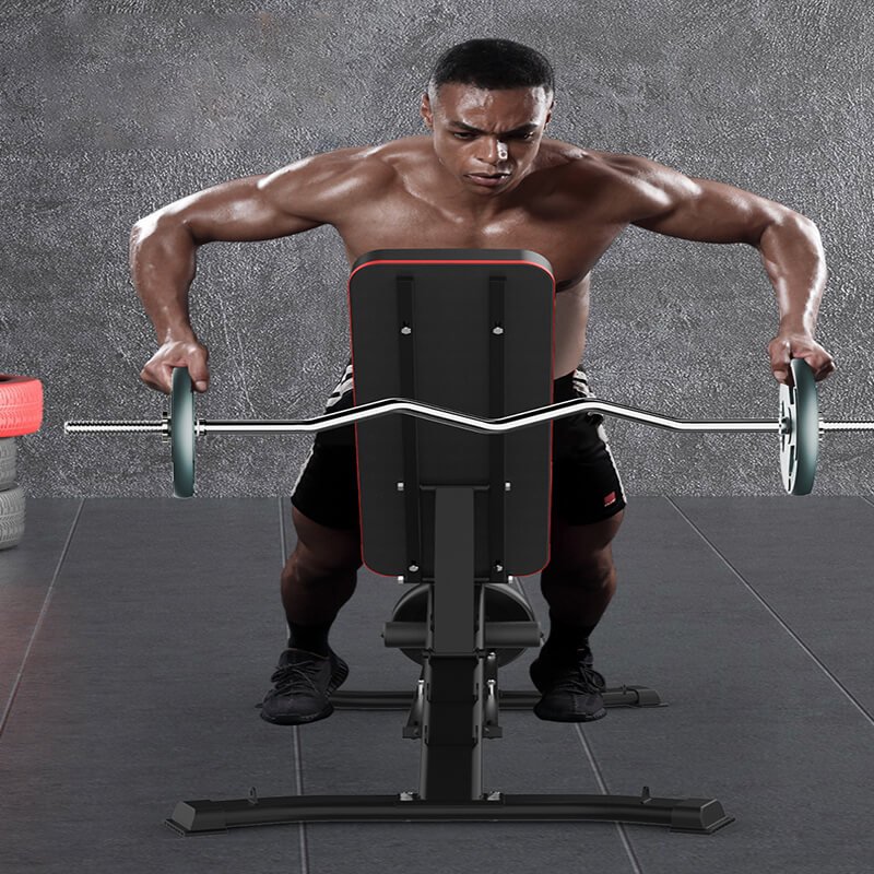 MK-031C dumbbell bench upright support and rowing exercise view MK-031C dumbbell bench supporting barbell rowing and upper back training