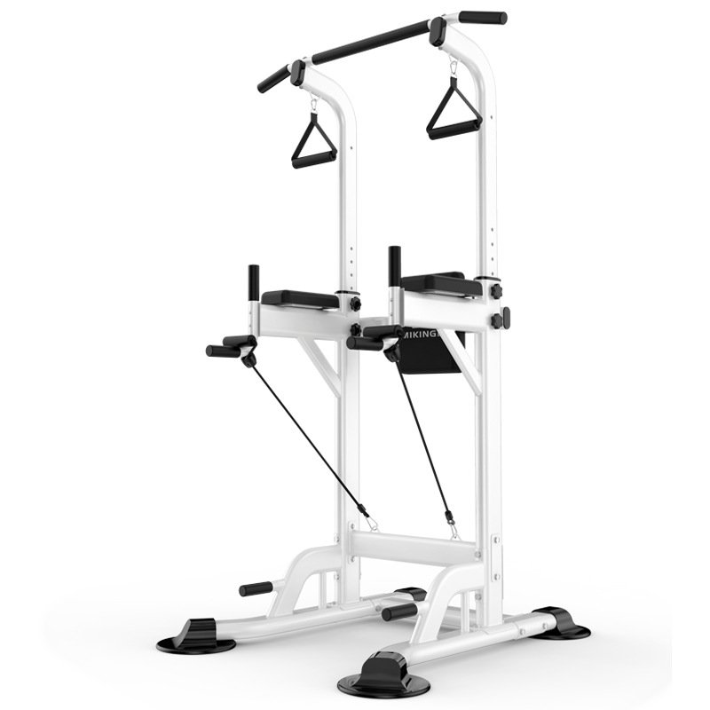 MK-045 Horizontal Bar Commercial Pull-Up Station White MK-045 horizontal bar commercial pull-up station with backrest and cable attachment in white