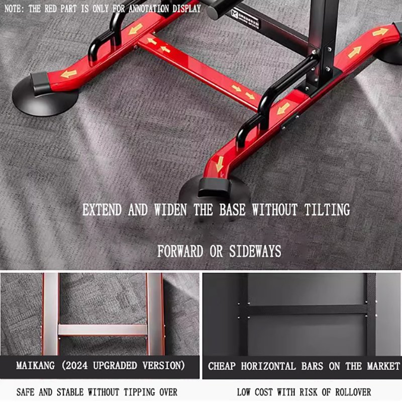 MK-090 Pull-up Machine Extended Widened Base Design MK-090 pull-up machine extended widened base structure for enhanced stability without tilting